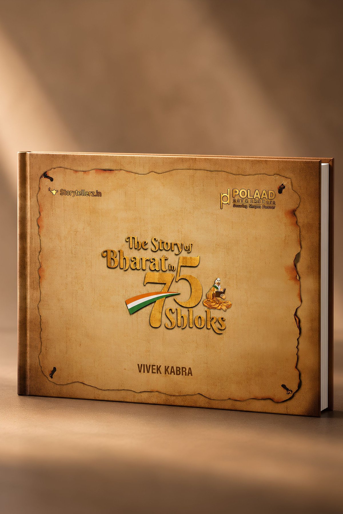 The Story of Bharat in 75 Shloks — hardbound book with gold-embossed cover